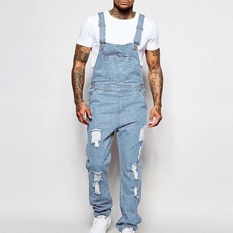 Thalion | Heren ripped denim overall - Casual loose-fit distressed jeans jumpsuit