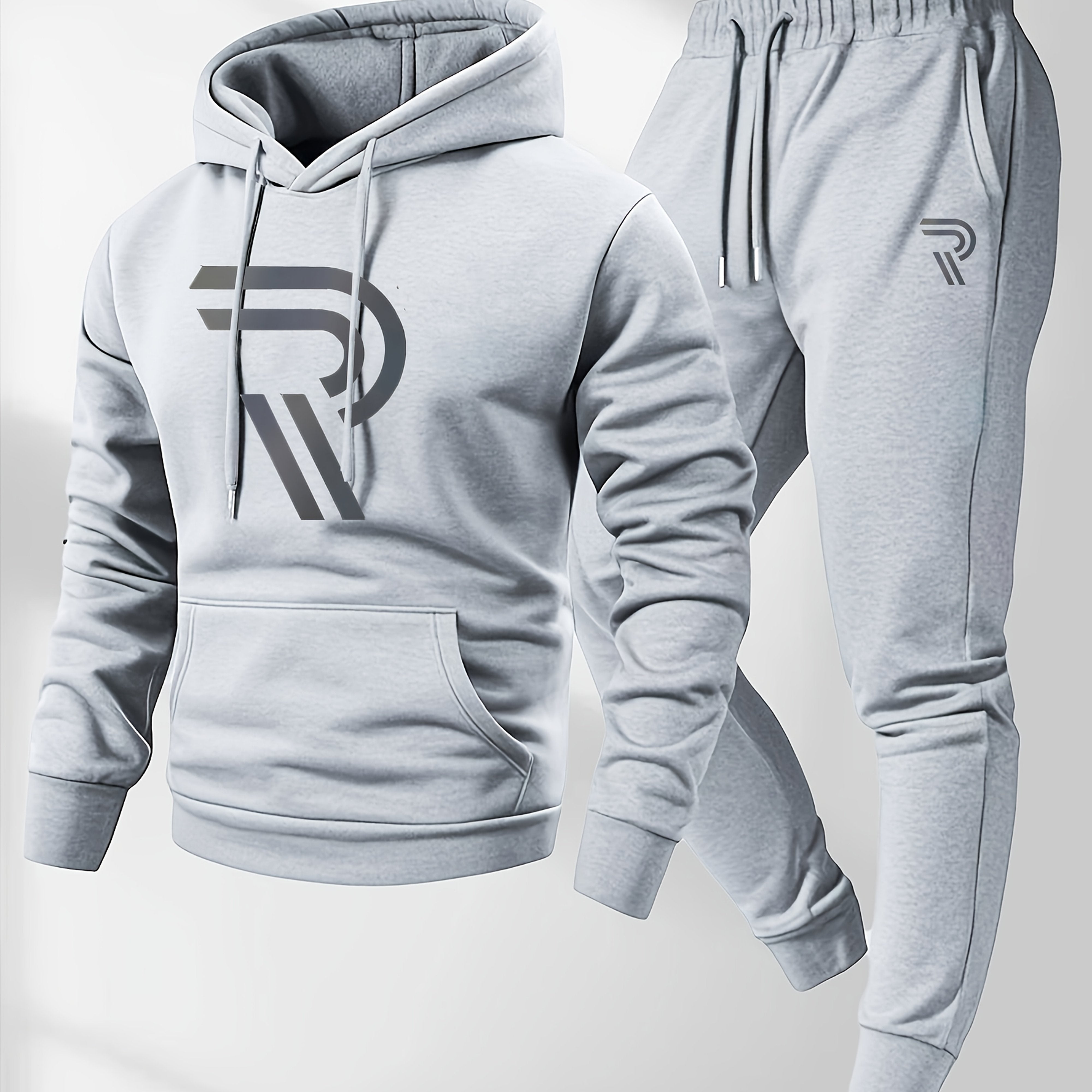 Knudsen | Sportieve hoodie en joggingbroek voor heren – “R”-logo, casual trainingspak, herfst/winter