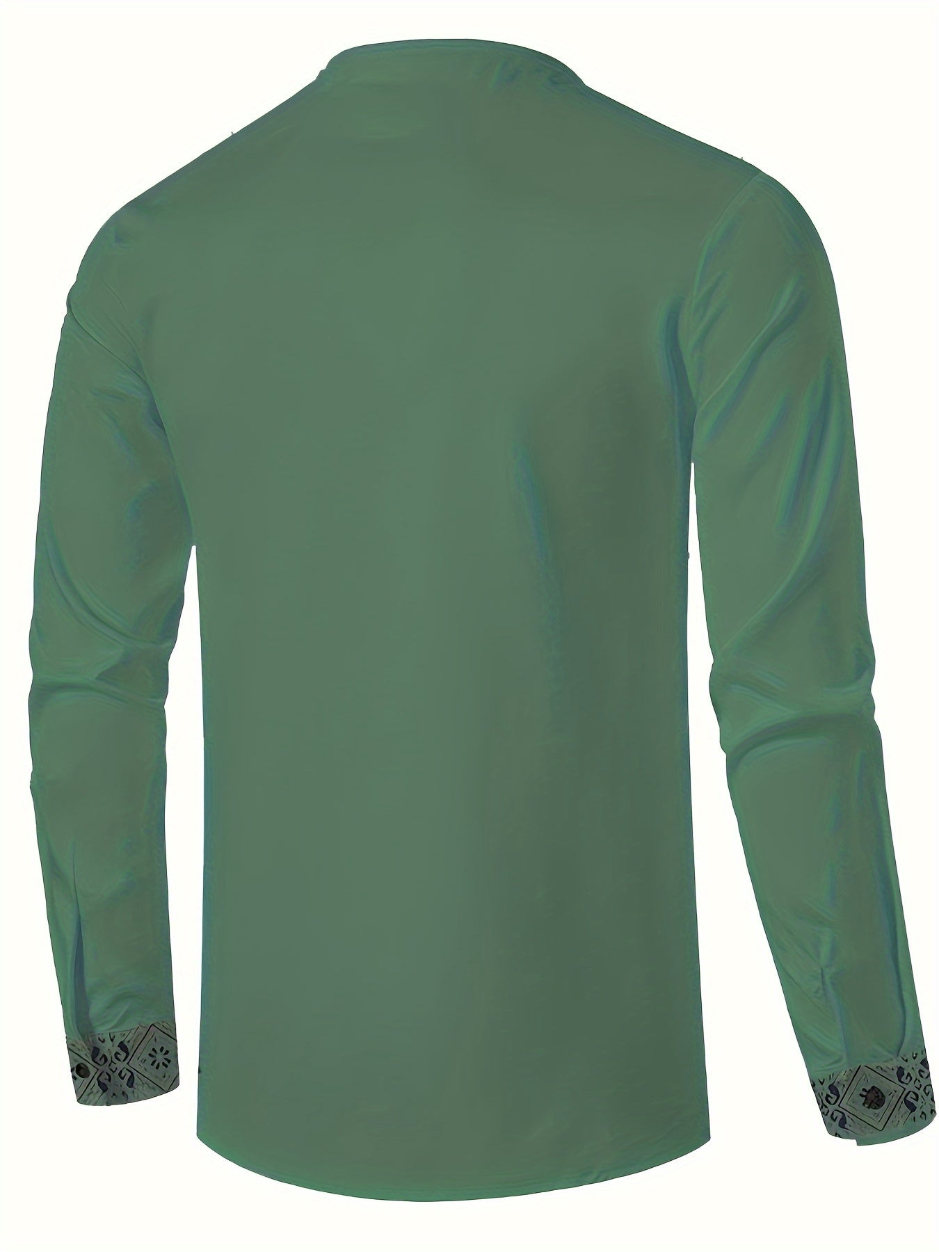 Valdemar | Heren Henley Overhemd met lange mouwen - Geometrisch patroon, Staande kraag