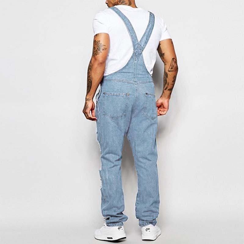Thalion | Heren ripped denim overall - Casual loose-fit distressed jeans jumpsuit