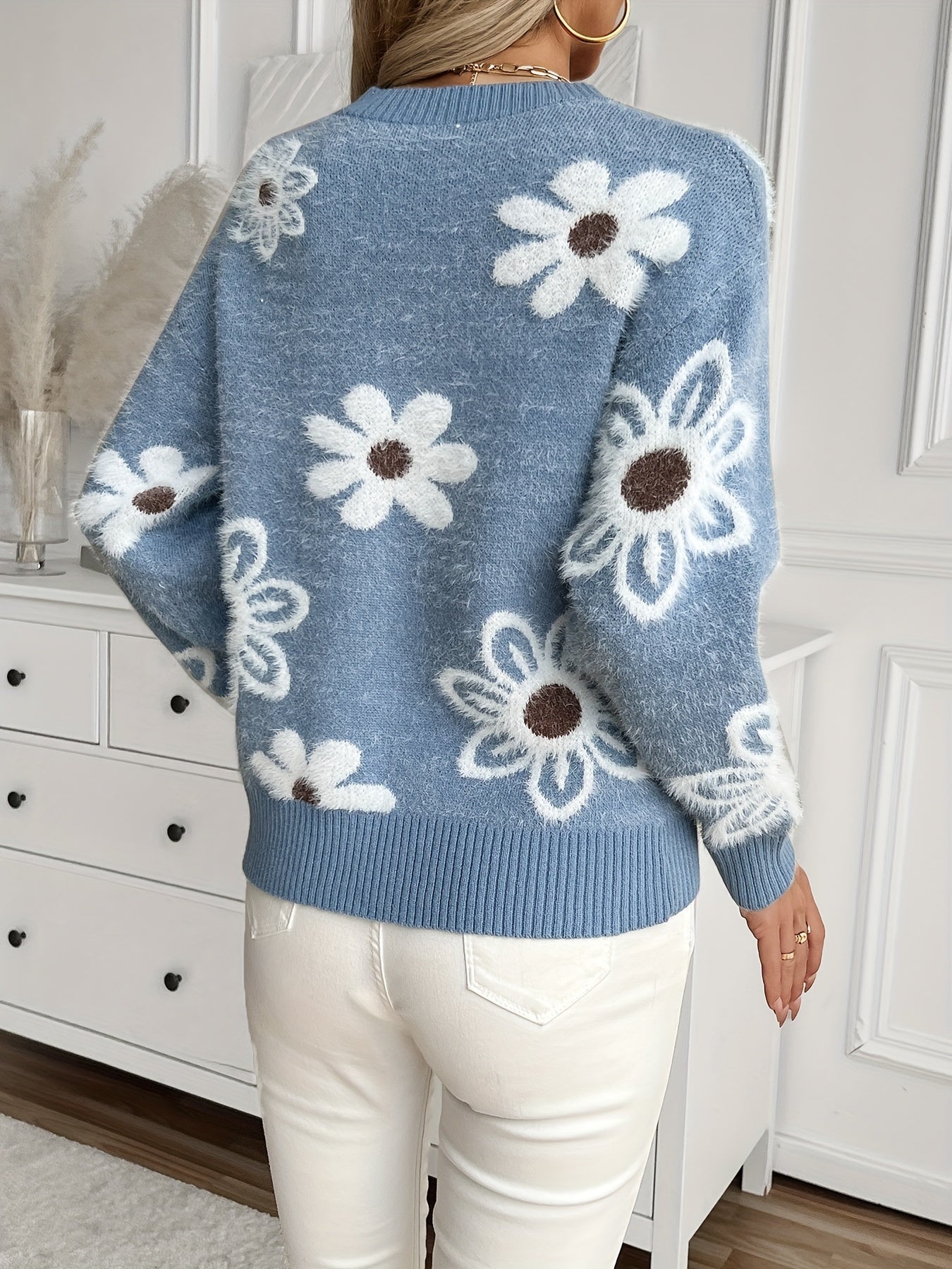 Velyssa | Blooming Damesbloemenpullover – Comfortabele herfsttrui met lange mouwen
