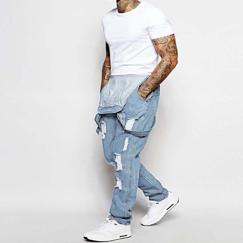 Thalion | Heren ripped denim overall - Casual loose-fit distressed jeans jumpsuit
