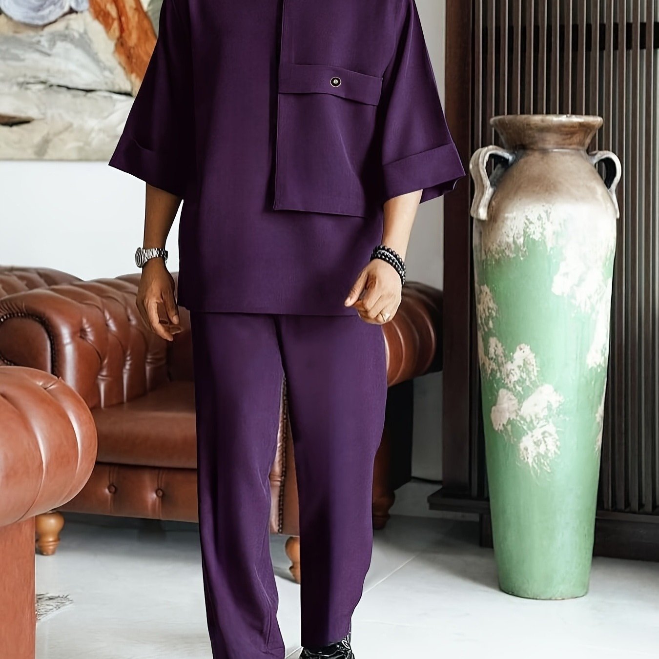 Ternik | Traditionele Dashiki Set - Korte Mouw Shirt & Lange Broek Outfit voor Bruiloft of Dagelijks Dragen