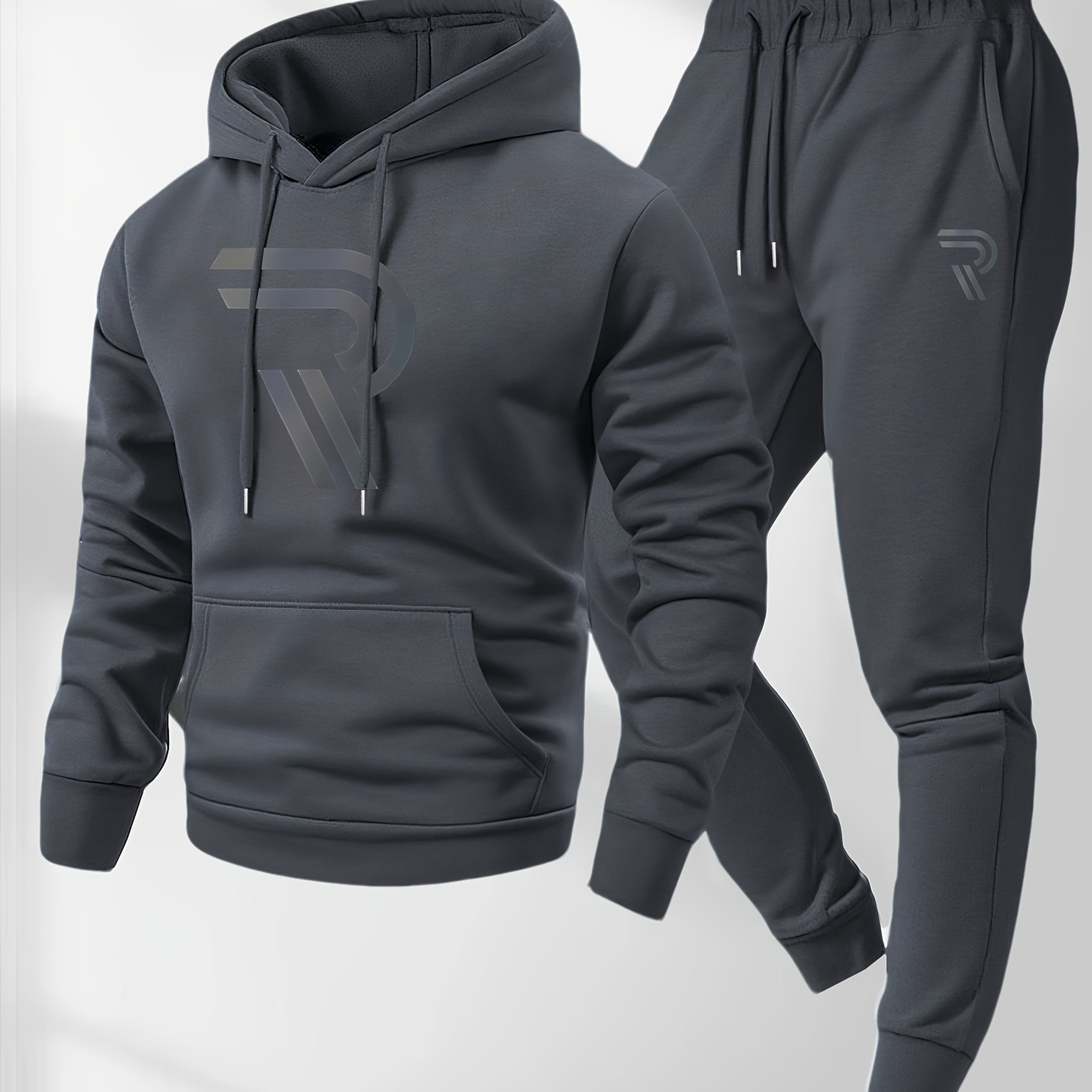 Knudsen | Sportieve hoodie en joggingbroek voor heren – “R”-logo, casual trainingspak, herfst/winter