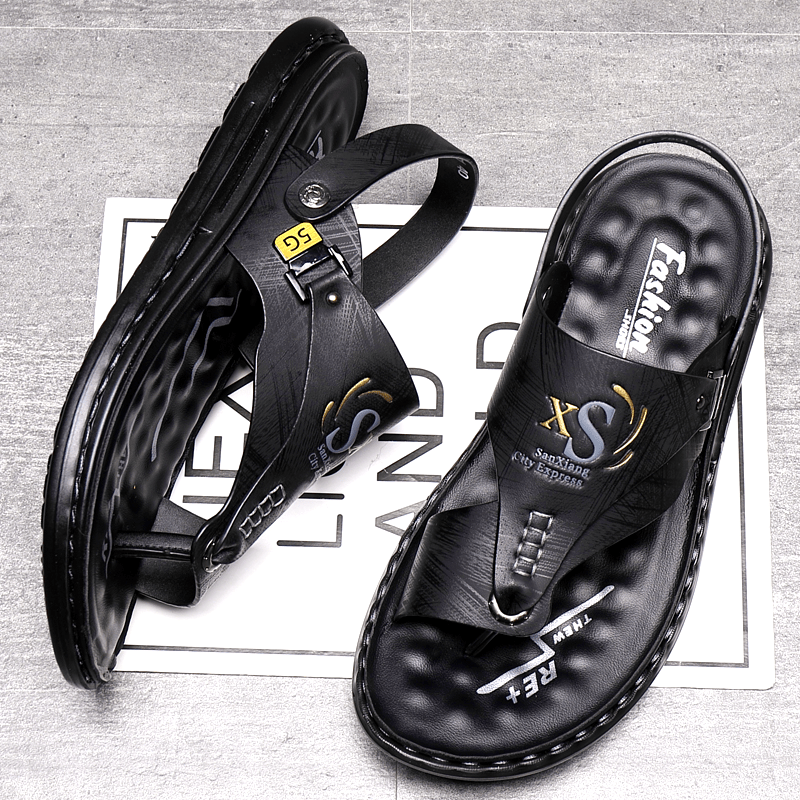 Xhavit | Heren sandalen van echt leer met teenlus hakband - comfortabel en casual
