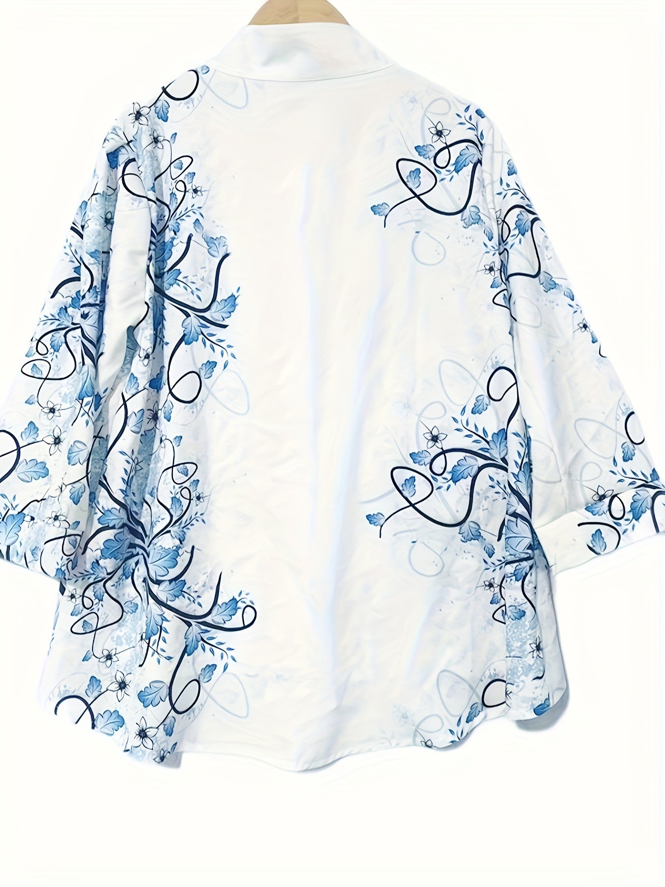 Mechtild | Damesbloemenblouse met gebloemde hals - Casual 3/4 mouwen elegante top