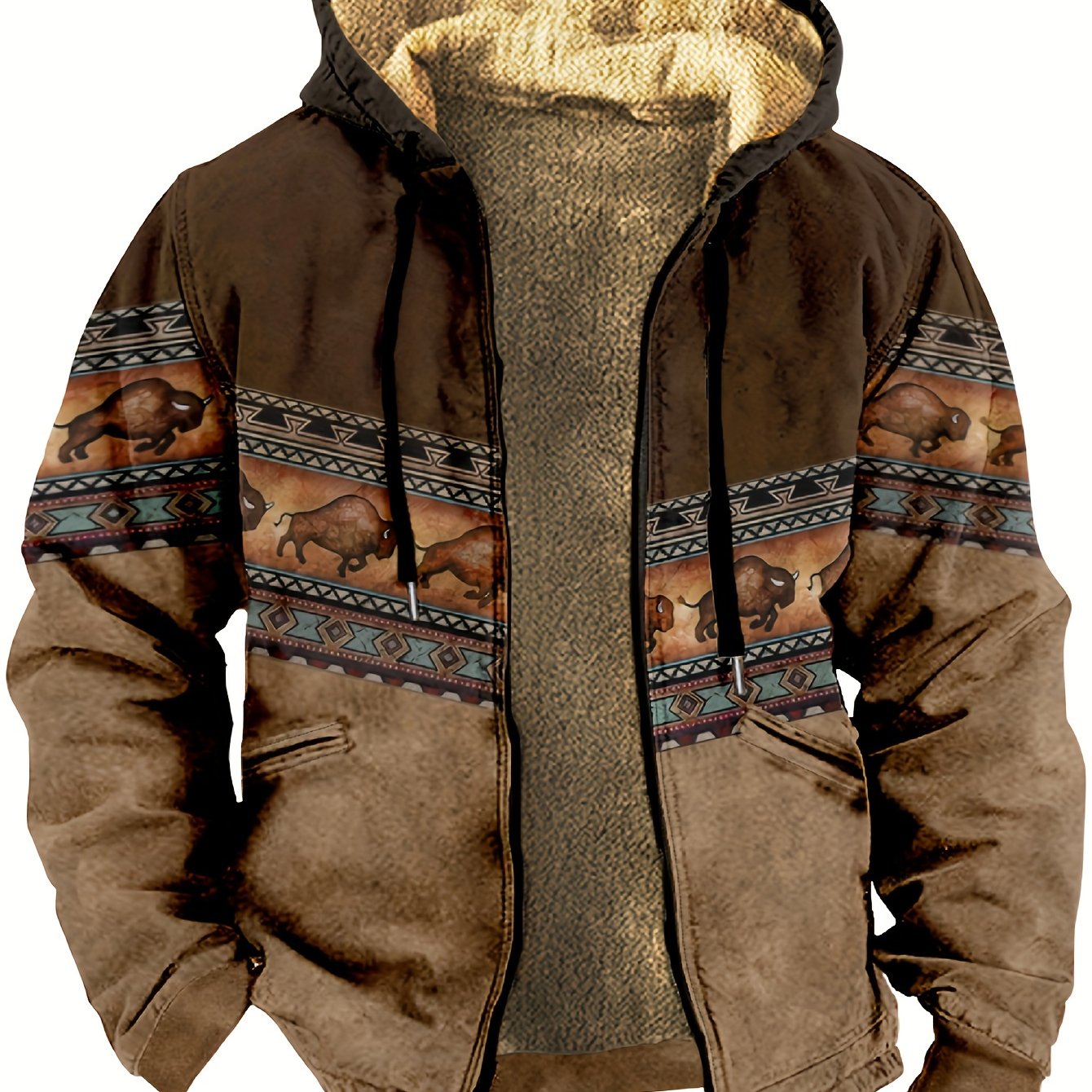 Benediktus | Bohemian geruite fleece hoodie met ritssluiting – Warme retro casual jas voor herfst en winter