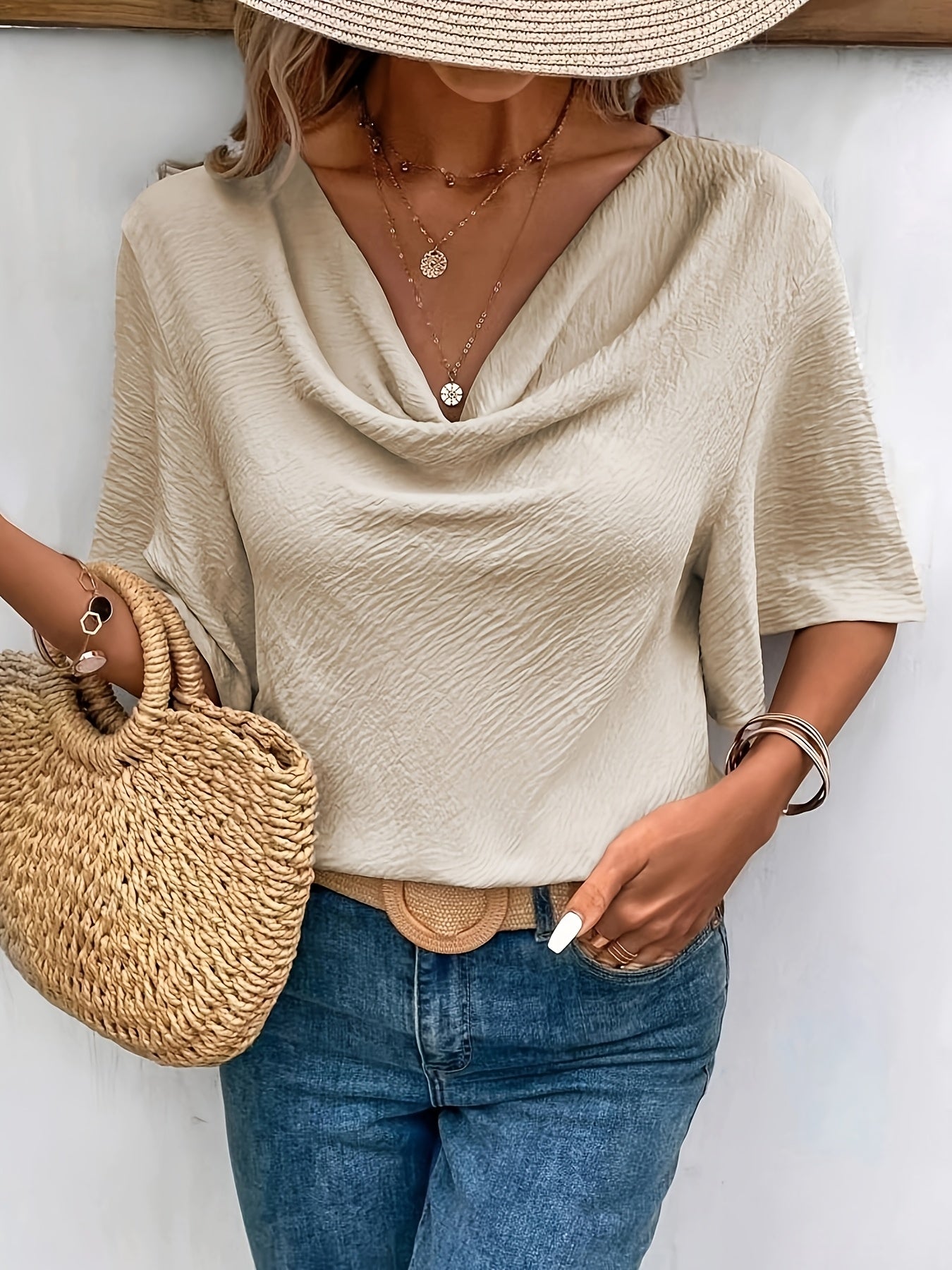Destiny | Vrouwen Elegante Koehals Blouse met Vlindermouwen - Casual Top