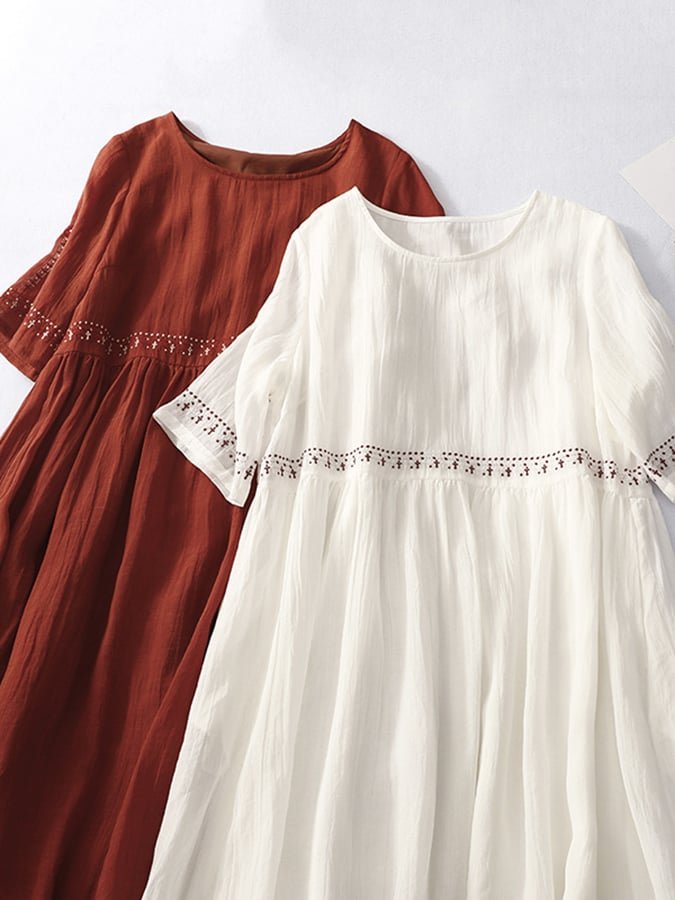 Raniah | Boho Maxi Jurk - Soepel vallende lichtgewicht zomerjurk met halve mouwen, ademende stof