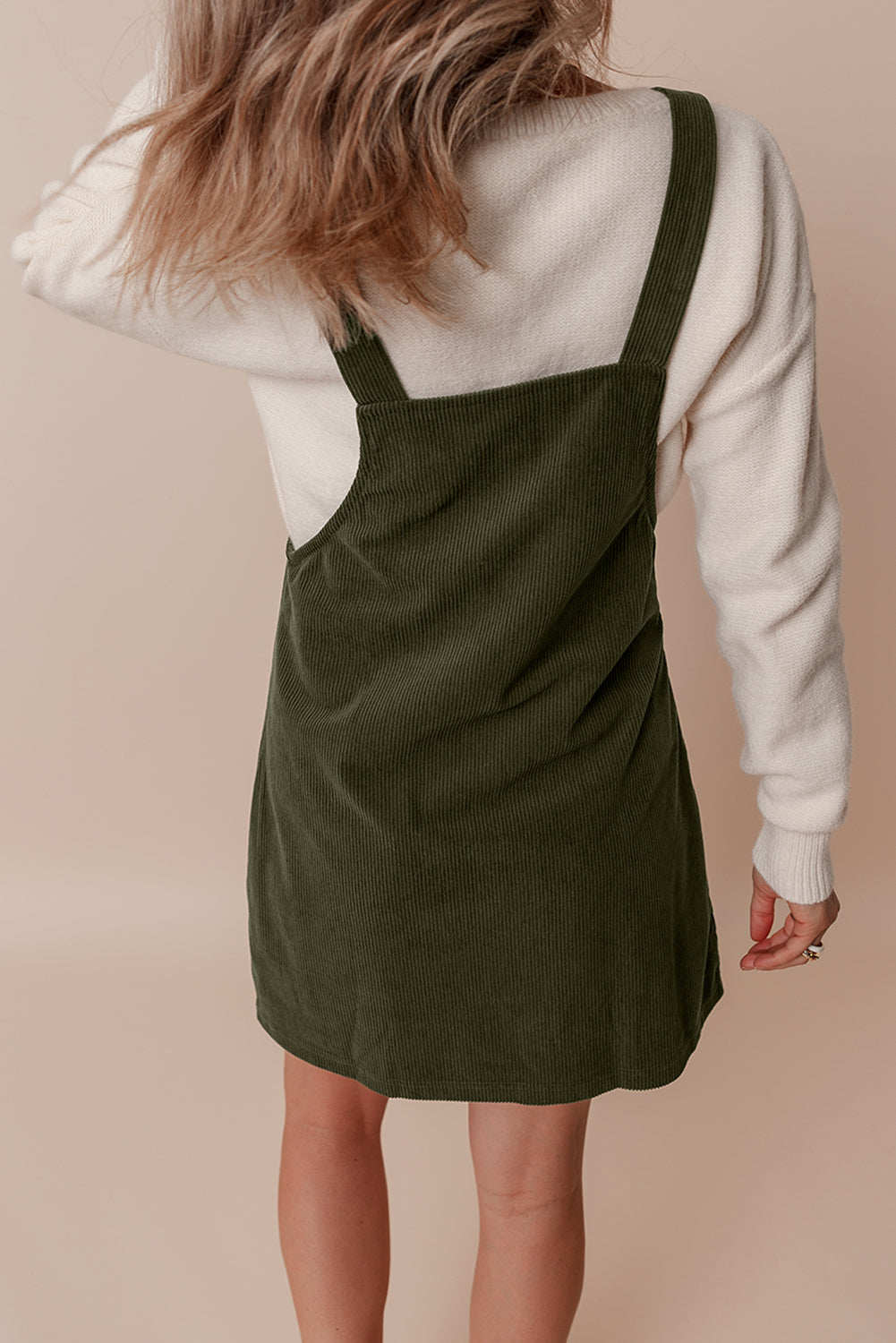 Vionessa | Dames Mini Corduroy Overall Jurk - Mouwloze Dungaree met Zakken Aan De Voorkant