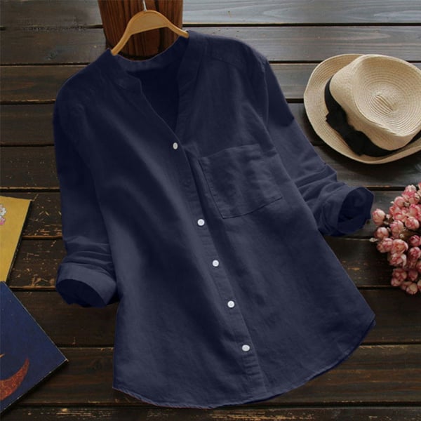 Kova | Dameshemd van katoenlinnen - Los model, 3/4 mouwen met knoopsluiting Casual Blouse