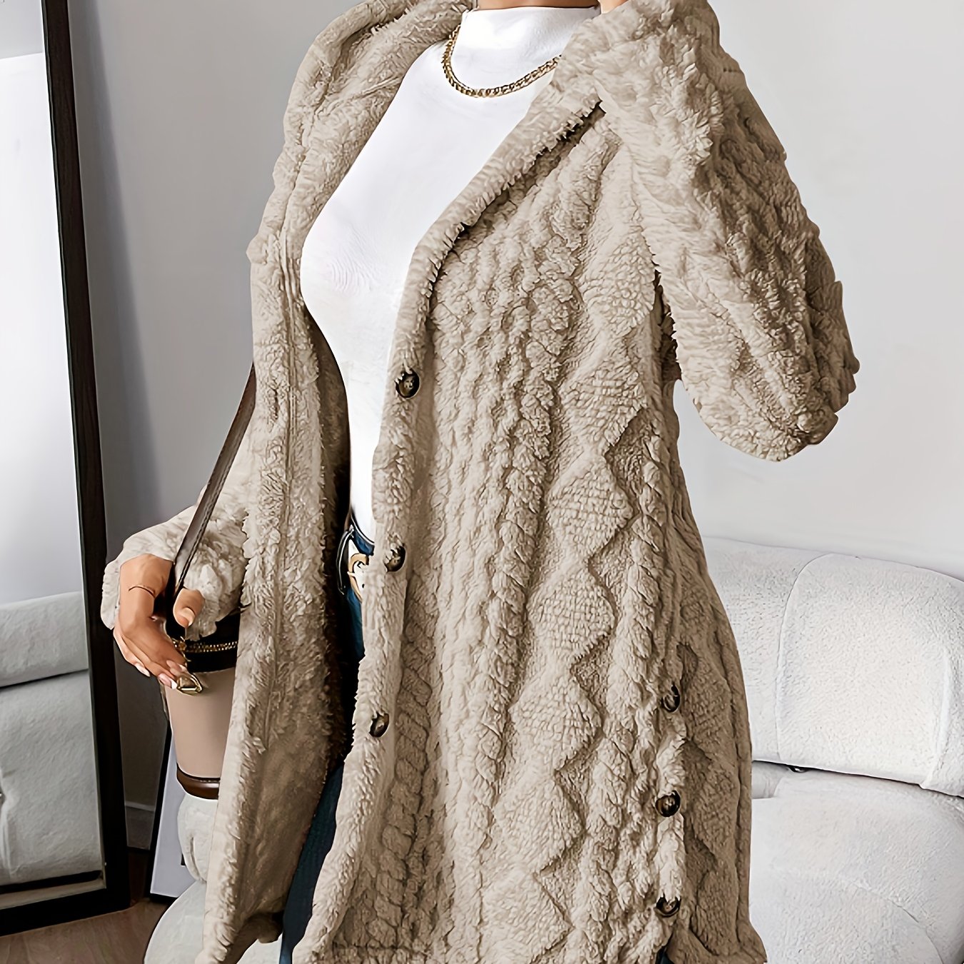 Palithra | Dames Fluffy Lang Capuchonvest – Losse Pasvorm, Zachte Nepbont voor Herfst & Winter