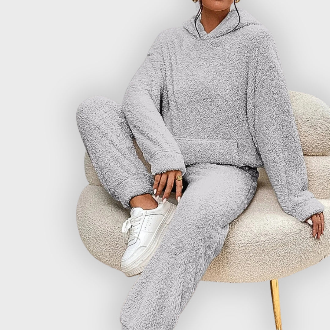 Corenne | Teddy loungewear set voor dames, ultrazachte hoodie en broek, comfortabele loungewear