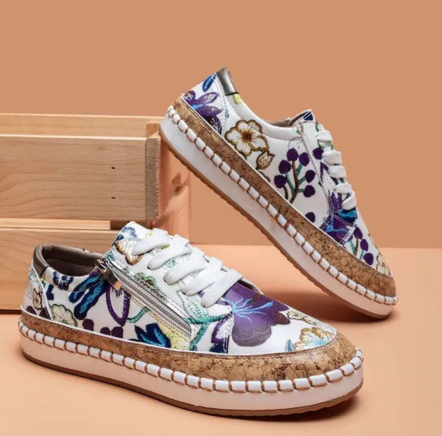 PetalWalk | Geborduurde Canvas Sneakers voor dames - Casual Modeschoenen voor de zomer