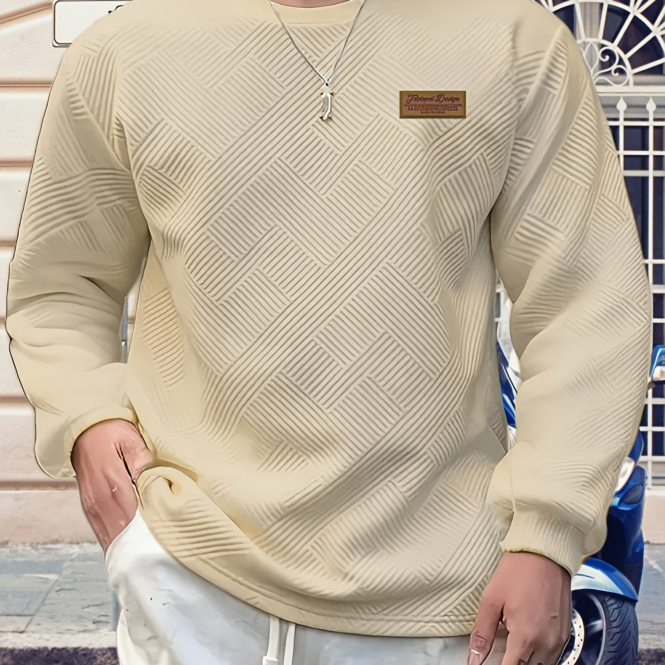 Eirikur | Zwaar geometrisch sweatshirt met ronde hals – Casual pullover, comfortabel in de herfst en winter