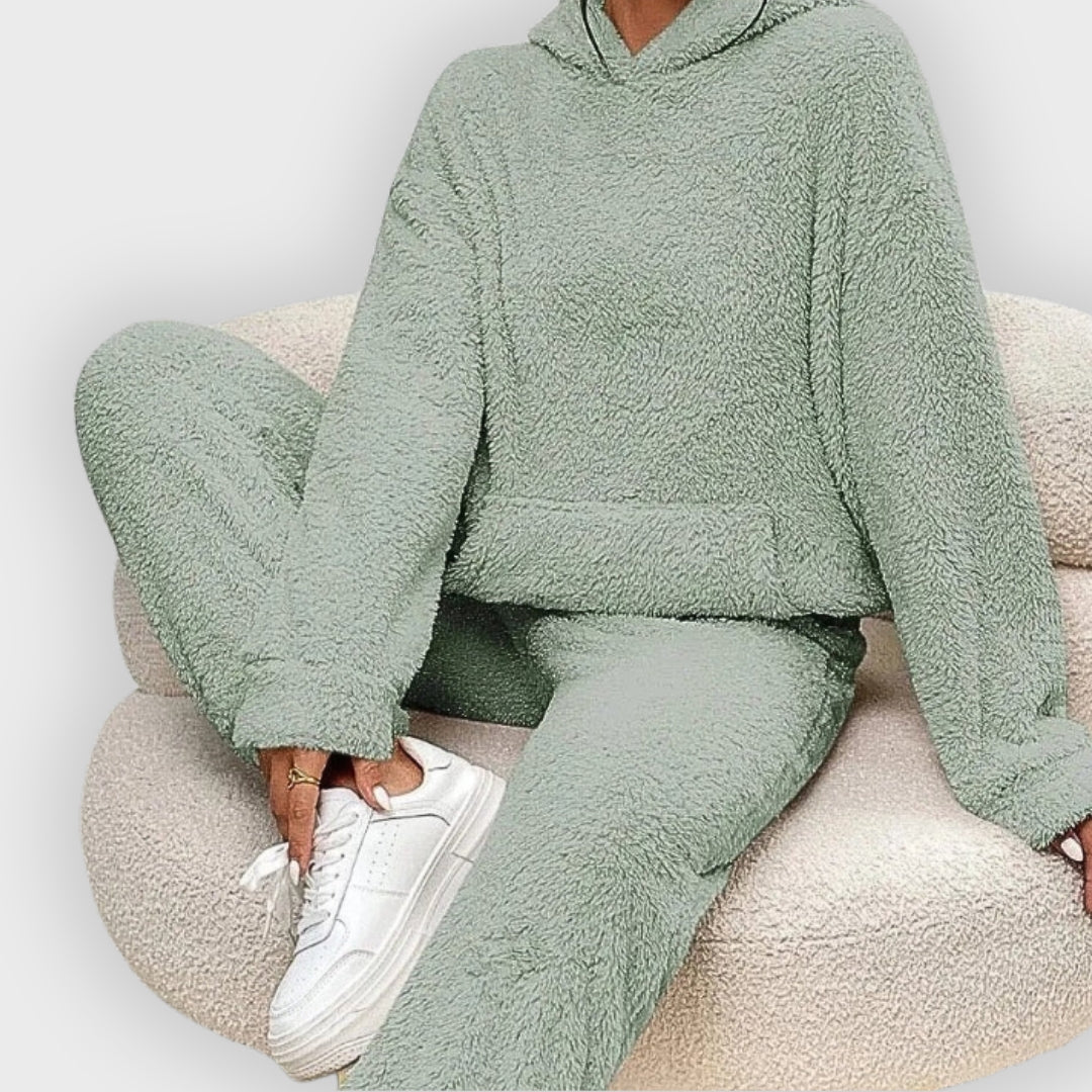 Corenne | Teddy loungewear set voor dames, ultrazachte hoodie en broek, comfortabele loungewear