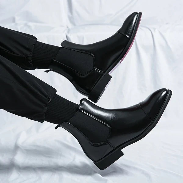 Pierre | Herenleren zwarte Chelsea Boots - Klassieke Slip-On Laarzen, Stijlvol Casual Schoeisel