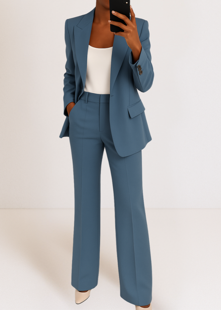 Tynara | Getailleerd tweedelig broekpak voor dames - blazer en broek met rechte pijpen, geschikt voor kantoor