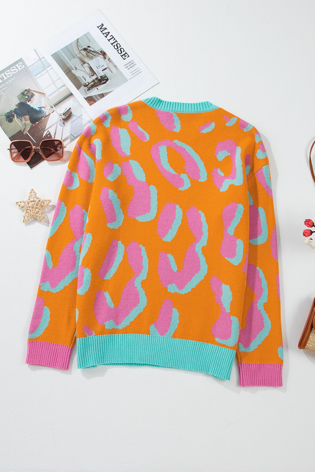 Brynoria | Gebreide Colorblock Trui - Sweater met ronde hals, geribde zoom en lange mouwen