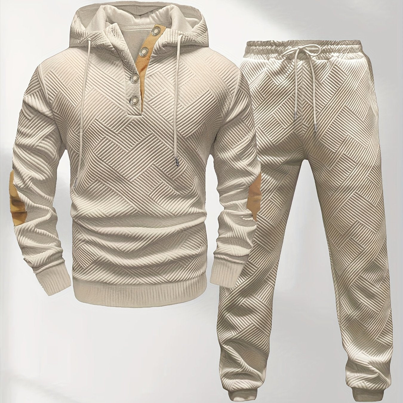 Petrus | Casual 2-delige gebreide jacquard hoodie en broek voor heren – Comfortabele modieuze sweatshirt en joggingpak