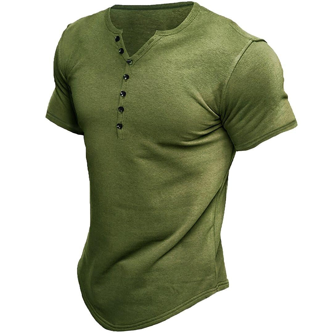 Malcolm | Heren Henley Korte Mouw T-shirt - Knoopsluiting, Regular Fit