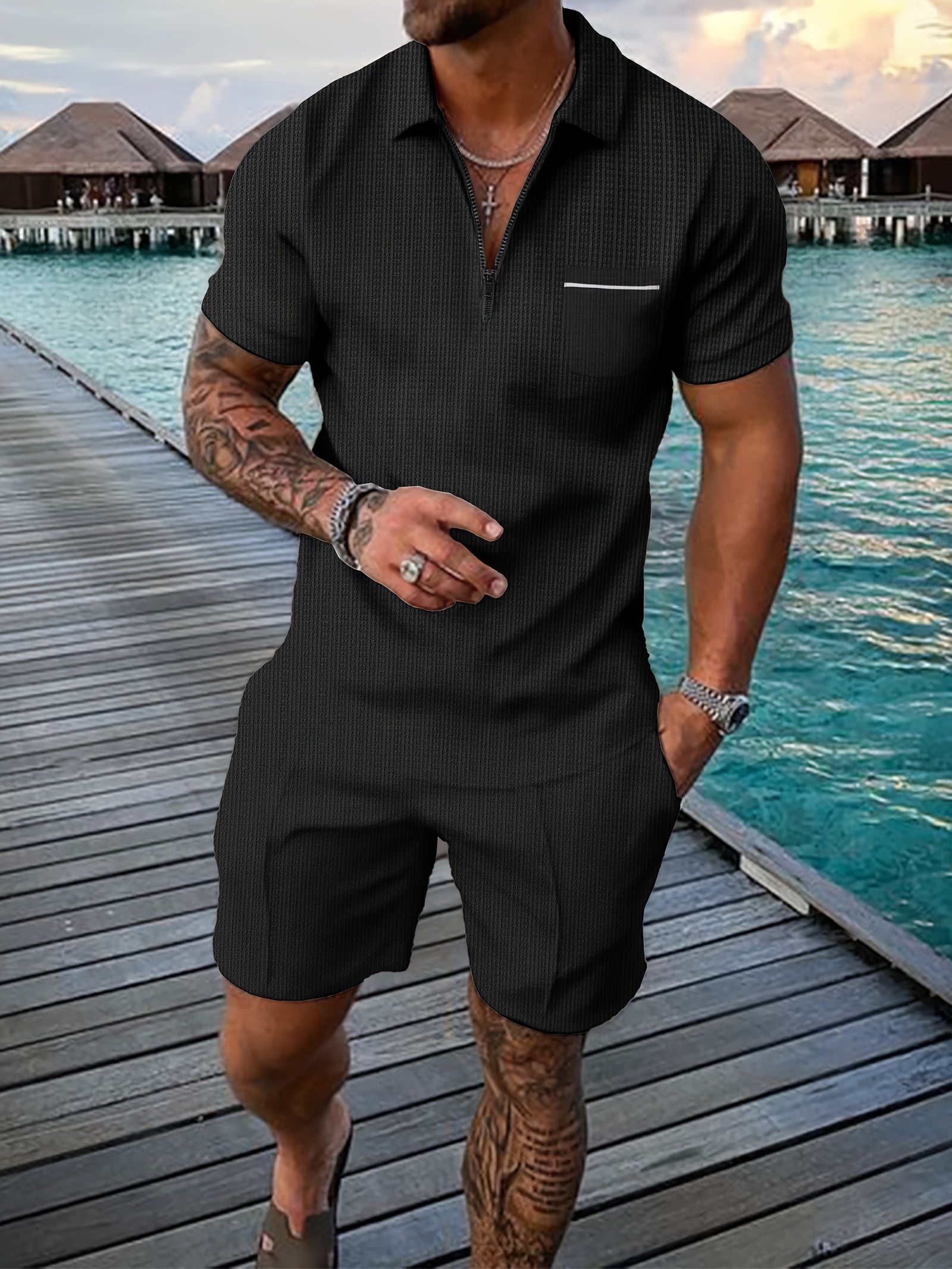 Fallon | Herenset 2-delig zomerpolo - Casual lichtgewicht outfit