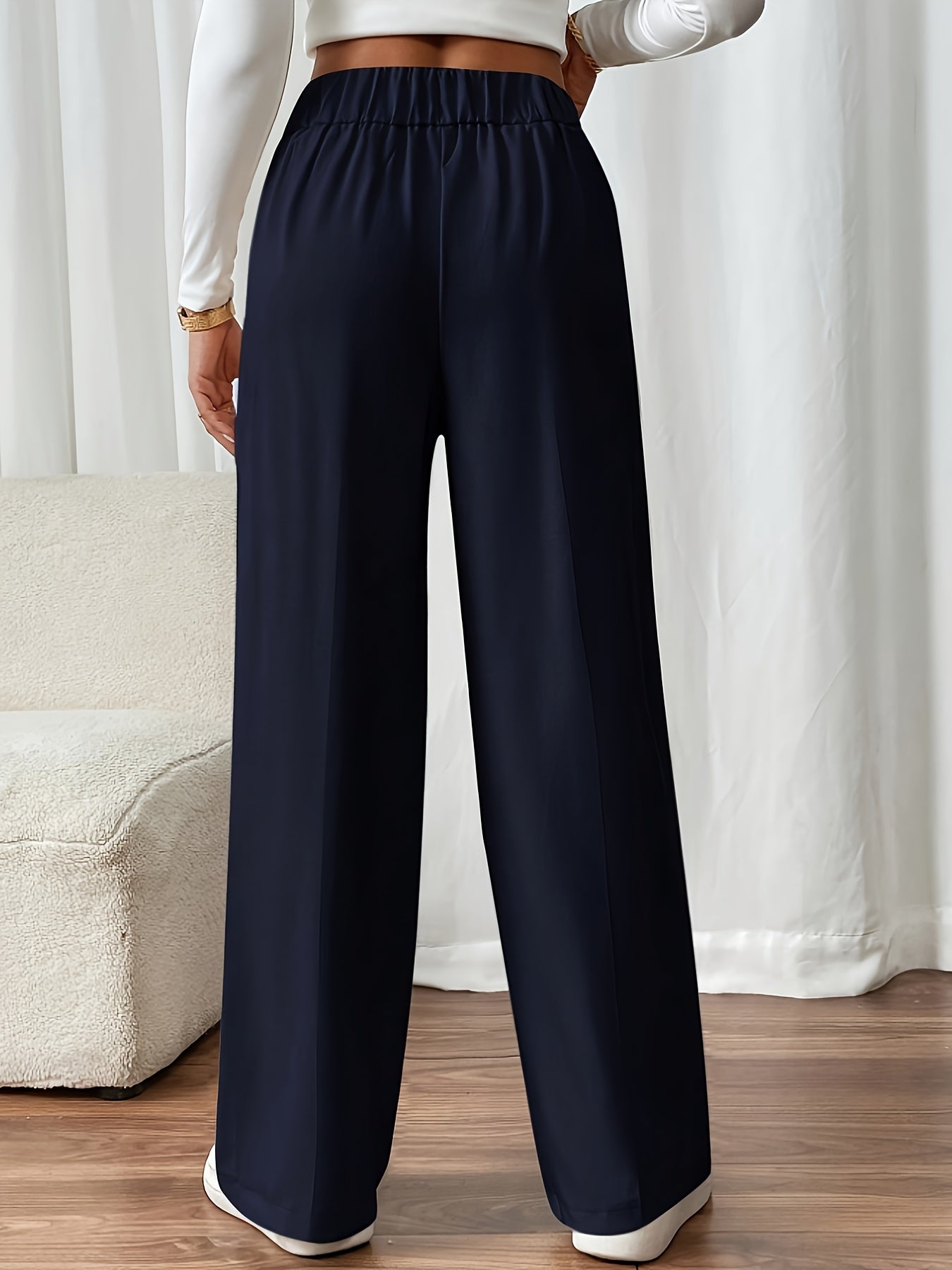 Dimity | Damesbroek met hoge taille en wijde pijpen met knoopsluiting