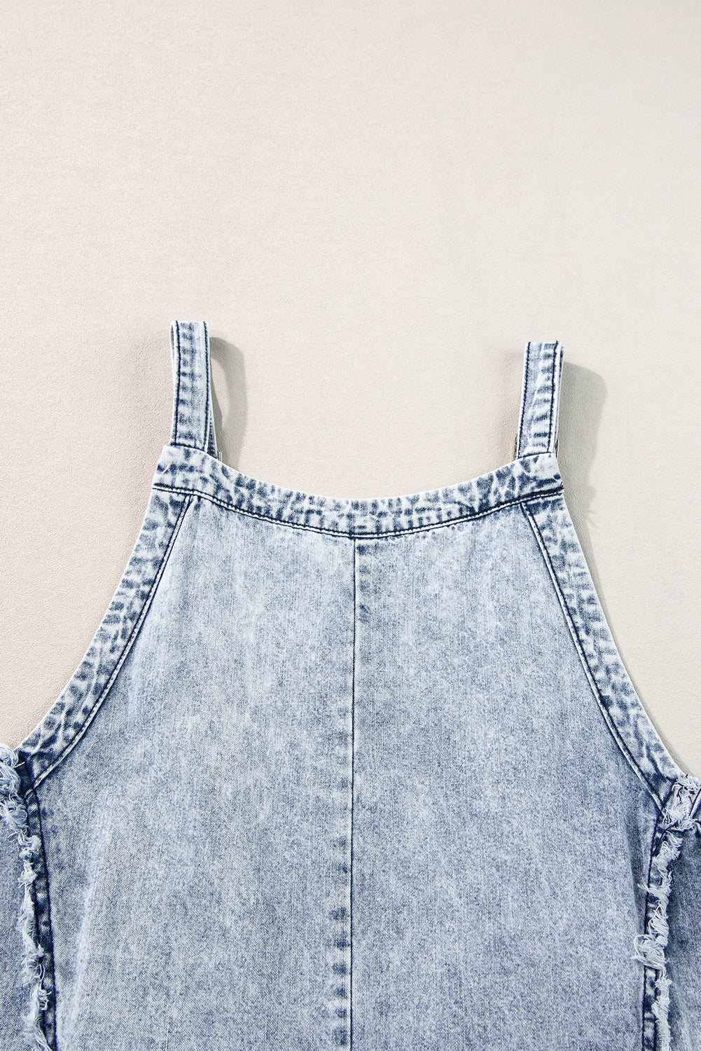 Maeryn | Mouwloze Denim Overall met wijde pijpen - Gerafelde zoom, open naden, casual jumpsuit