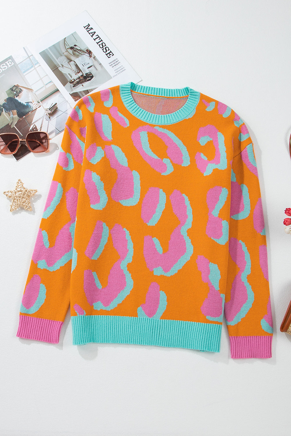 Brynoria | Gebreide Colorblock Trui - Sweater met ronde hals, geribde zoom en lange mouwen