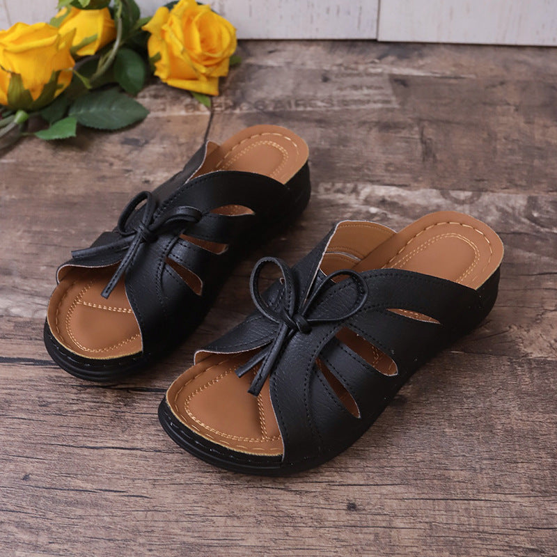 ChicSole | Orthopedische Leren Zomerslippers - Vrouwen met steun voor de voetboog Strik Sandalen