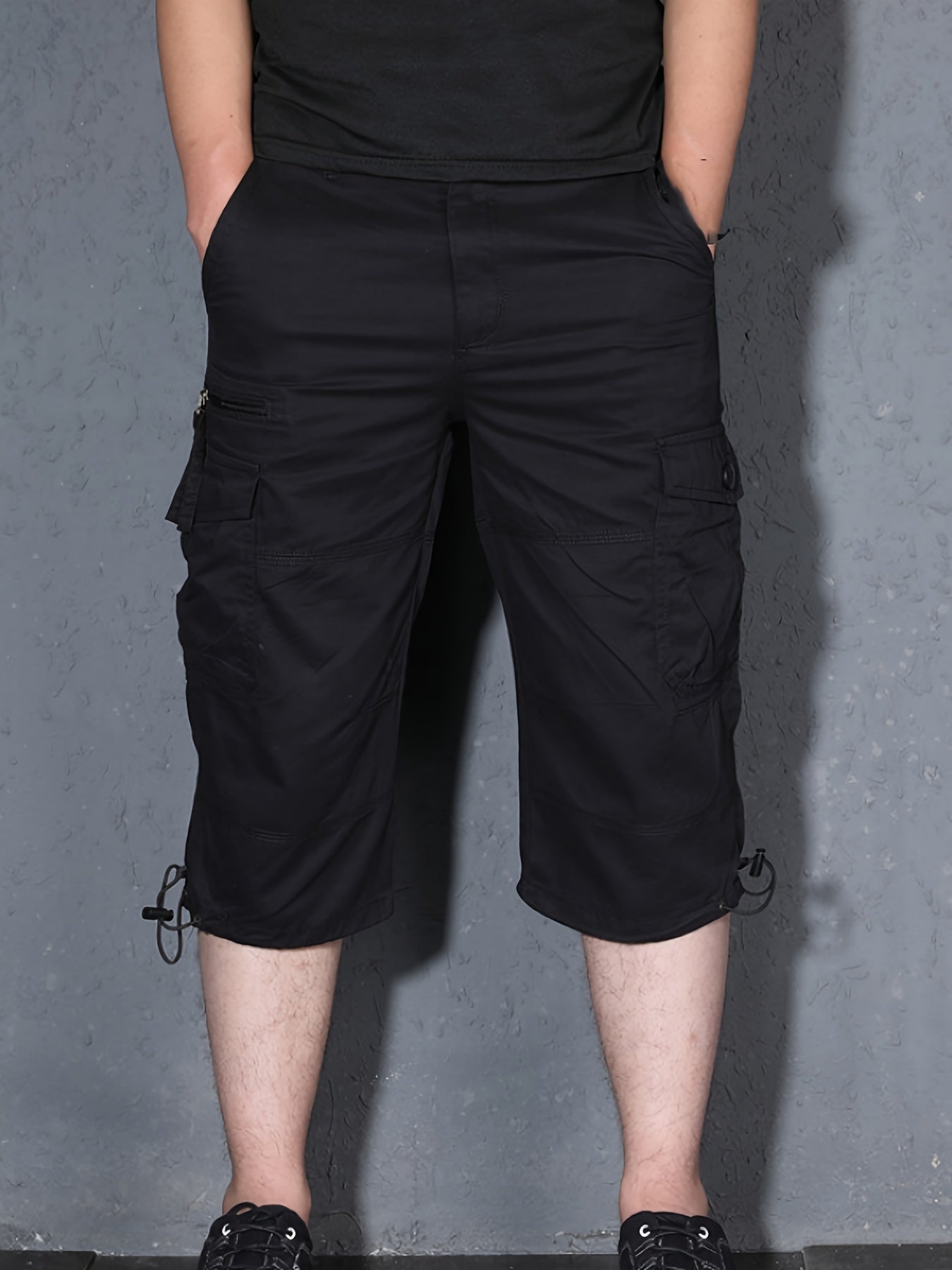 Zachaios | 3/4 Heren Retro Katoenen Cargo Shorts - Niet-rekbaar, Meerdere Zakken