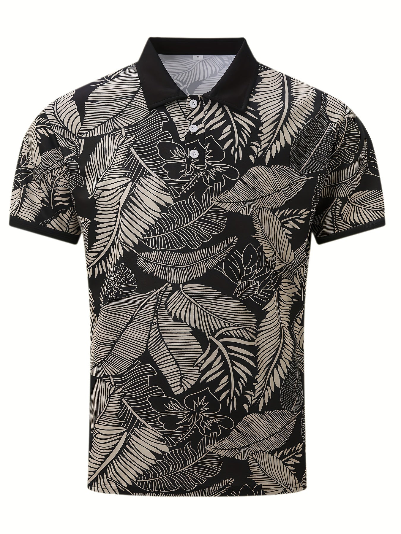 Virgil | Herenpoloshirt met tropische bladerenprint - korte mouwen, regular fit