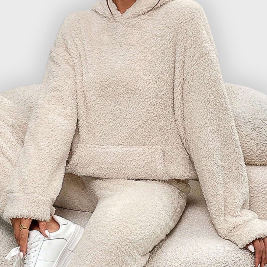 Corenne | Teddy loungewear set voor dames, ultrazachte hoodie en broek, comfortabele loungewear