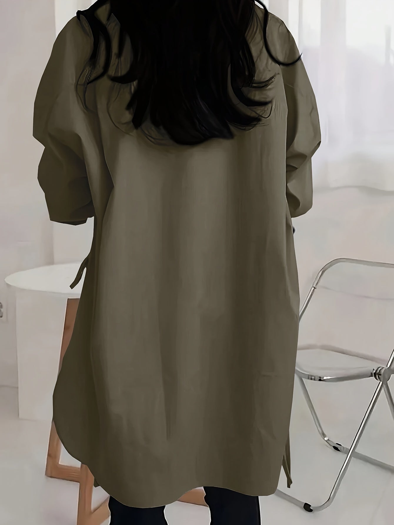 Ashford | Oversized overhemd met lange mouwen en knoopsluiting aan de zijkant