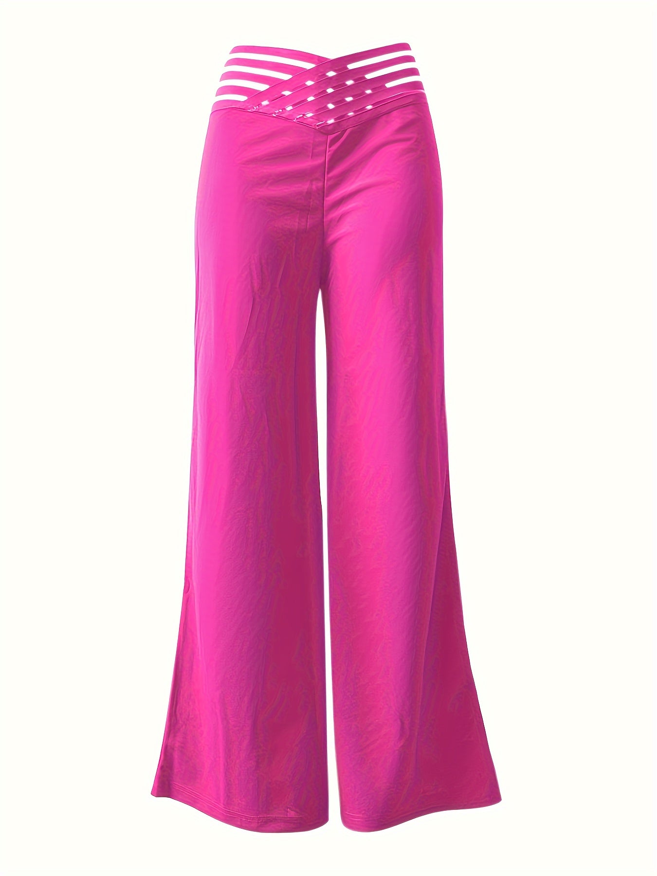 Syrene | Hoge taille broek met wijde pijpen voor dames – Elegant kruisdetail, rekbaar, comfortabel
