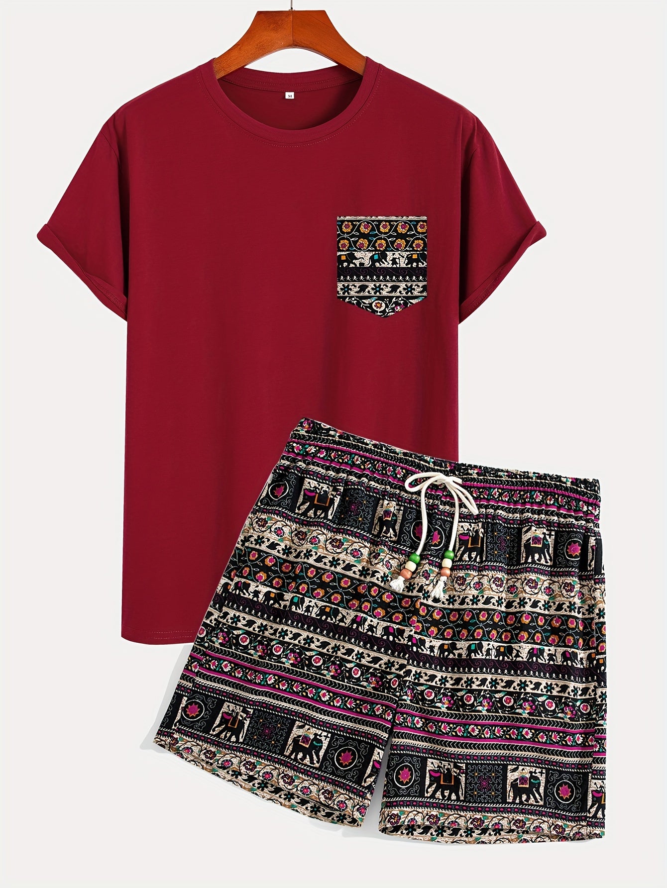 Wilson | Heren Boho Tribal Katoenen T-Shirt en Shorts Set - Casual Loungewear