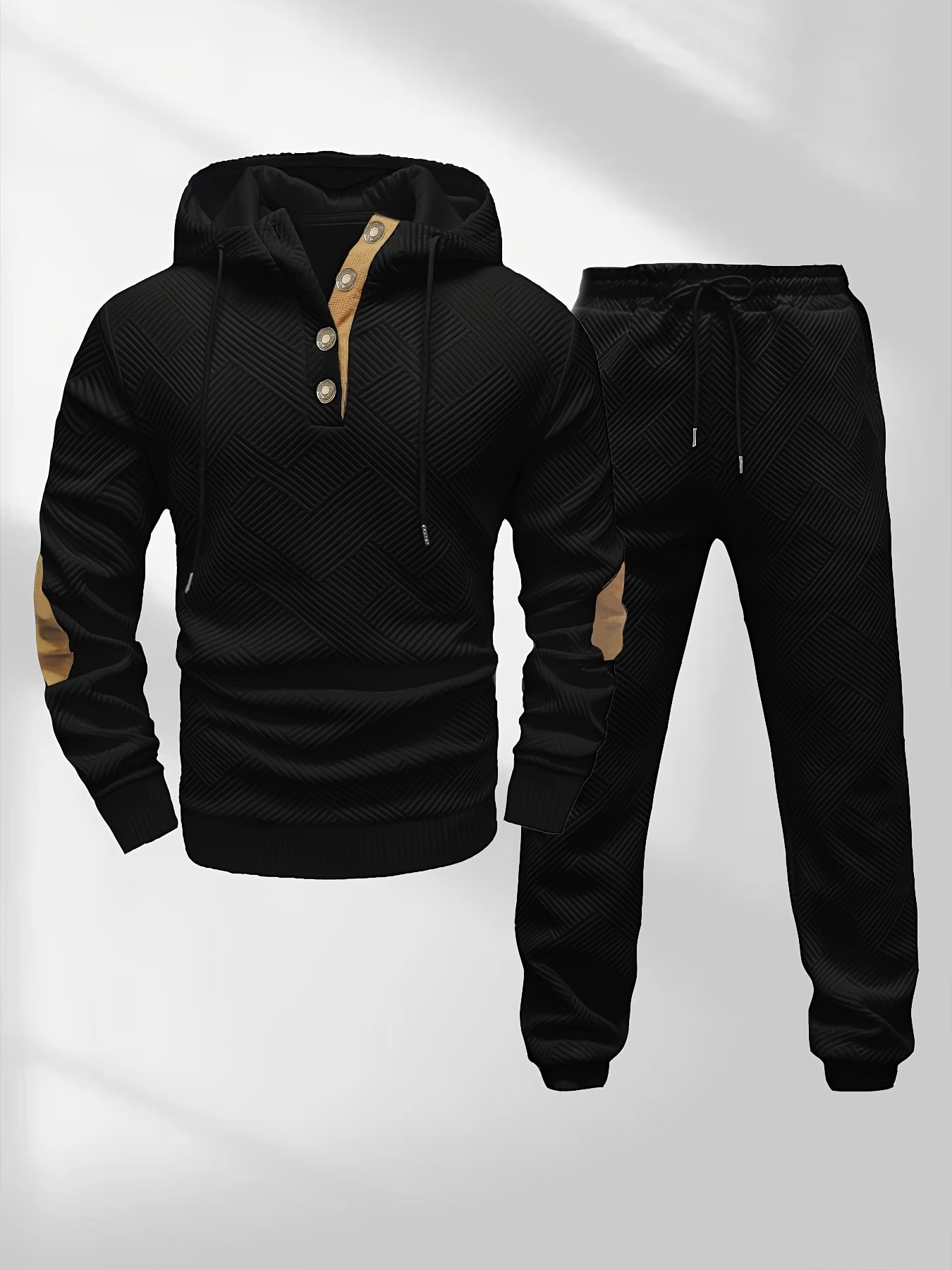 Petrus | Casual 2-delige gebreide jacquard hoodie en broek voor heren – Comfortabele modieuze sweatshirt en joggingpak