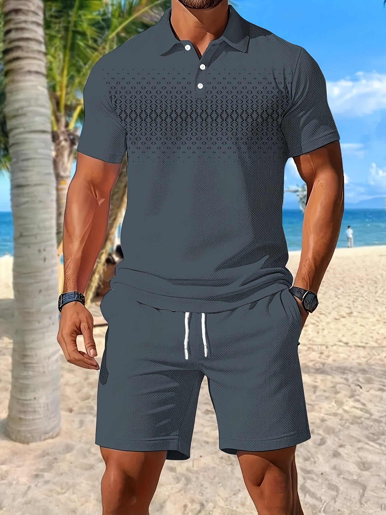 Baylor | Herenset 2-delig zomersportief - poloshirt & koordshort met zakken