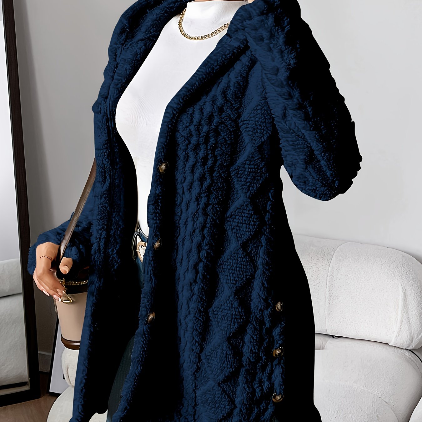 Palithra | Dames Fluffy Lang Capuchonvest – Losse Pasvorm, Zachte Nepbont voor Herfst & Winter