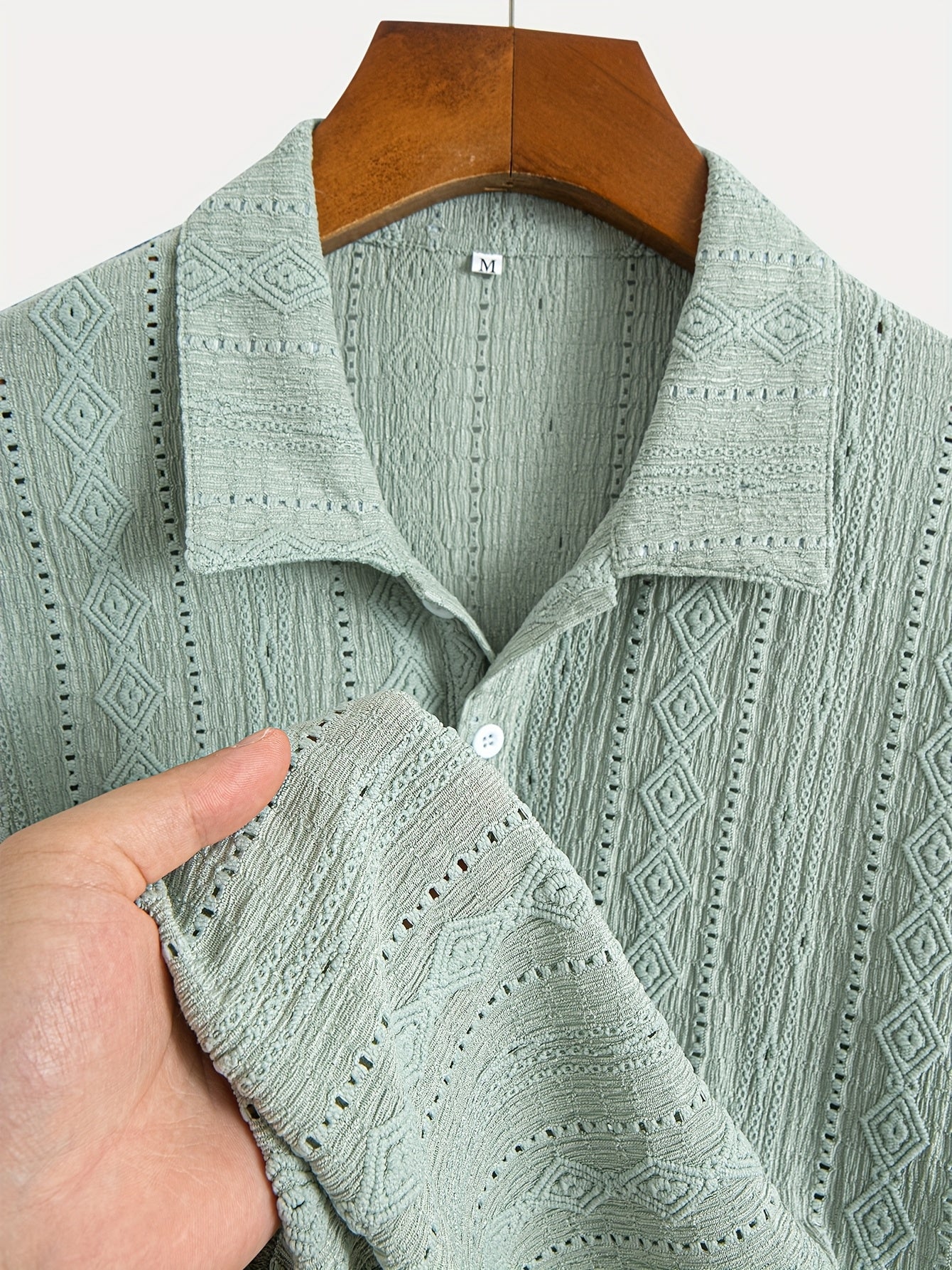 Volric | Gebreid heren poloshirt - Eyelet borduursel, ademende, korte mouw