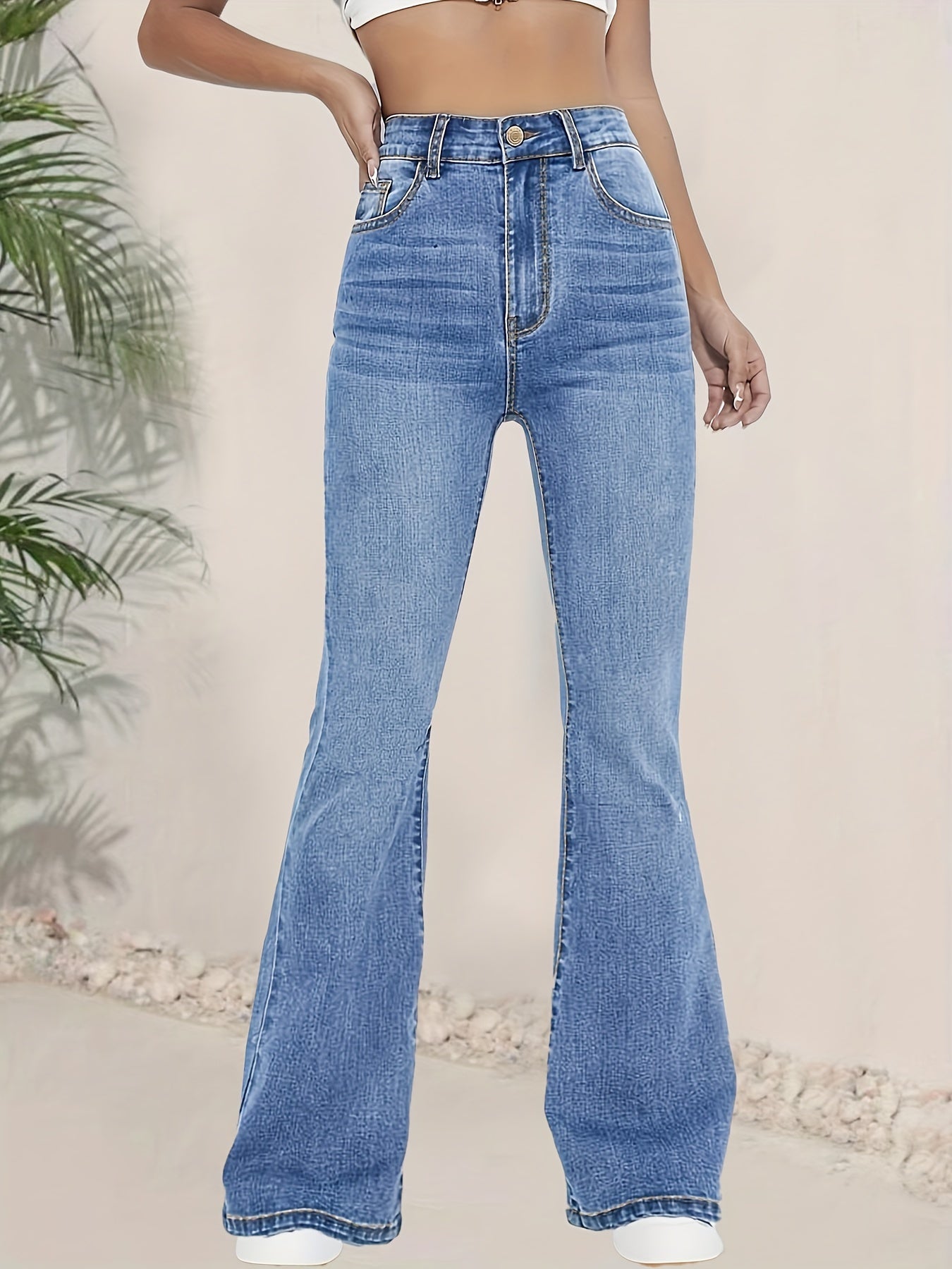 Morgelyn | Dames stretch flared jeans met hoge taille - elegante denim broek met klokkende onderkant