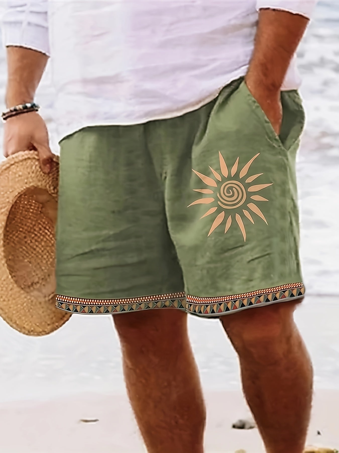 Jorveth | Heren Shorts Met Etnische Totemprint - Casual, Lichtgewicht, Taille met Koord