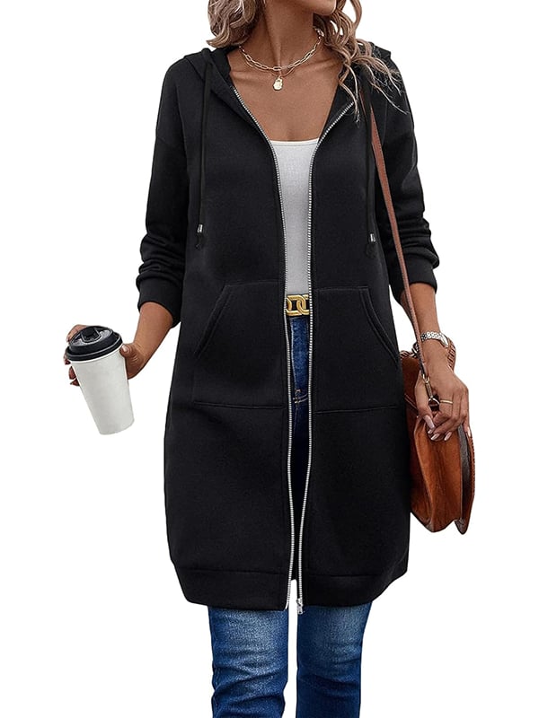 Nicolina | Lange damesjas met capuchon en ritssluiting – Warme, lichtgewicht, casual bovenkleding