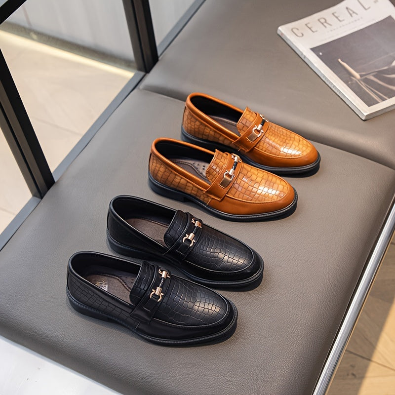 BreezLoaf | Heren Slip-On Loafers - Vintage zakelijke geklede schoenen met metalen gesp