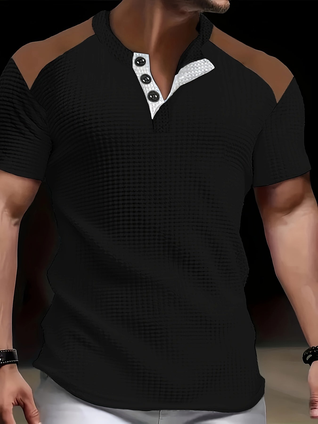 River | Herenhemd met wafelstructuur - Casual shirt met korte mouwen en twee kleuren