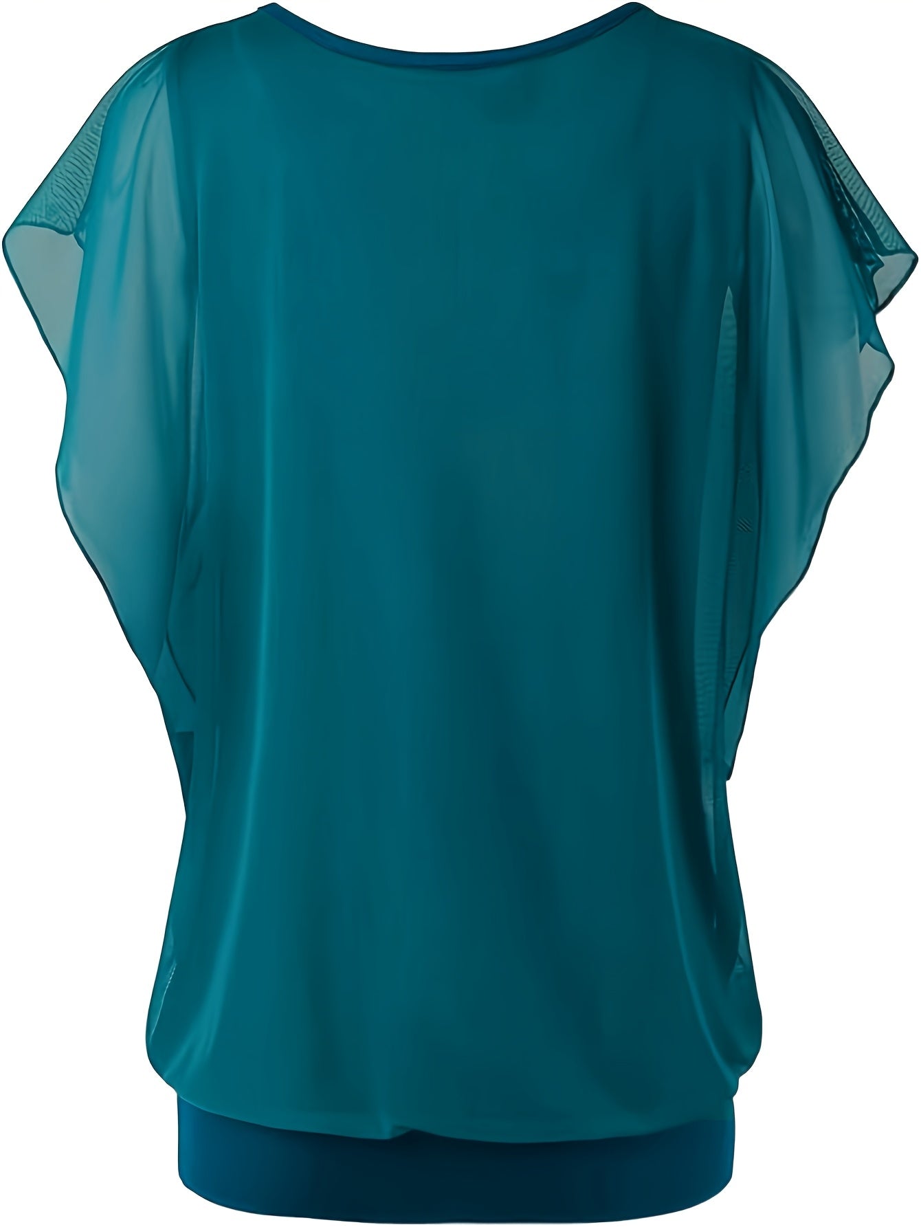 Empriss | Casual blouse van mesh voor dames - Korte mouwen, geplooide voorkant