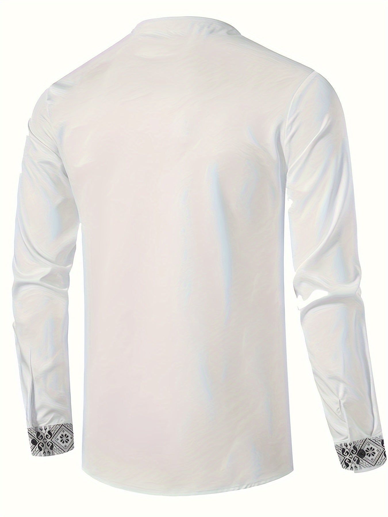 Valdemar | Heren Henley Overhemd met lange mouwen - Geometrisch patroon, Staande kraag