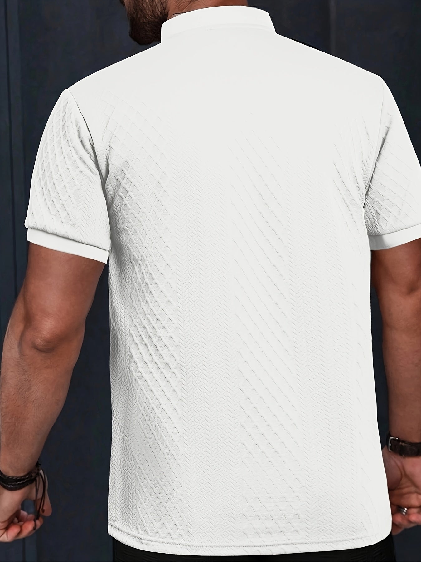 Damjan | Heren Casual Business Henley Poloshirt - Jacquard Kraag T-shirt