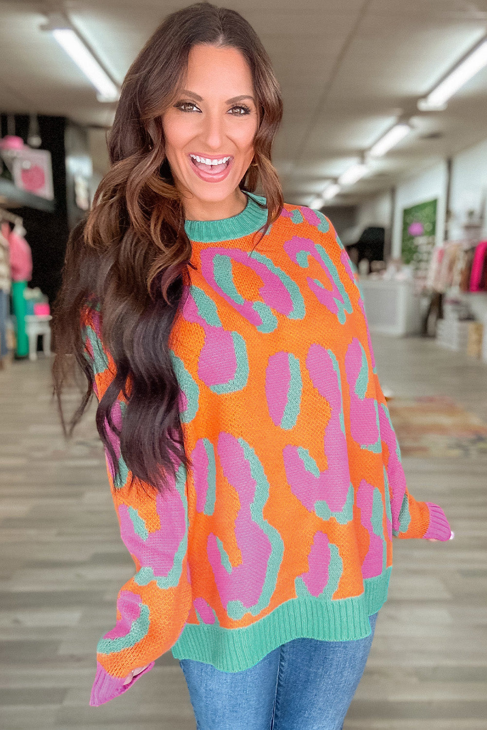 Brynoria | Gebreide Colorblock Trui - Sweater met ronde hals, geribde zoom en lange mouwen