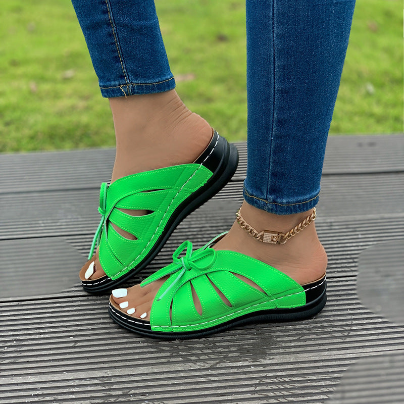 ChicSole | Orthopedische Leren Zomerslippers - Vrouwen met steun voor de voetboog Strik Sandalen